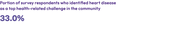 Portion of survey respondents who identified heart disease as a top health related challenge in the community 33.0%
