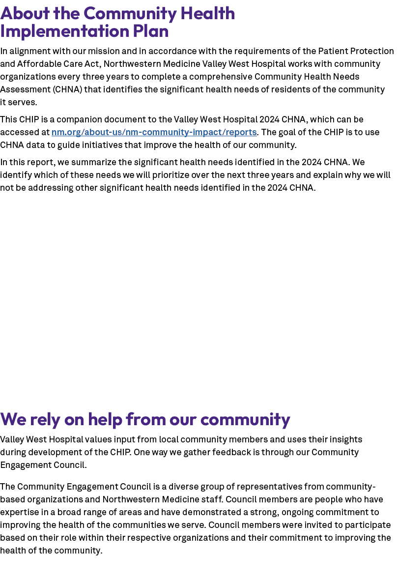 About the Community Health Implementation Plan In alignment with our mission and in accordance with the requirements ...