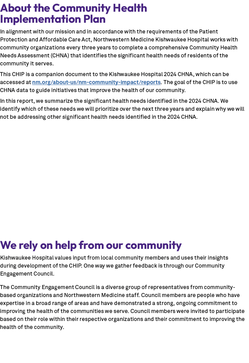 About the Community Health Implementation Plan In alignment with our mission and in accordance with the requirements ...