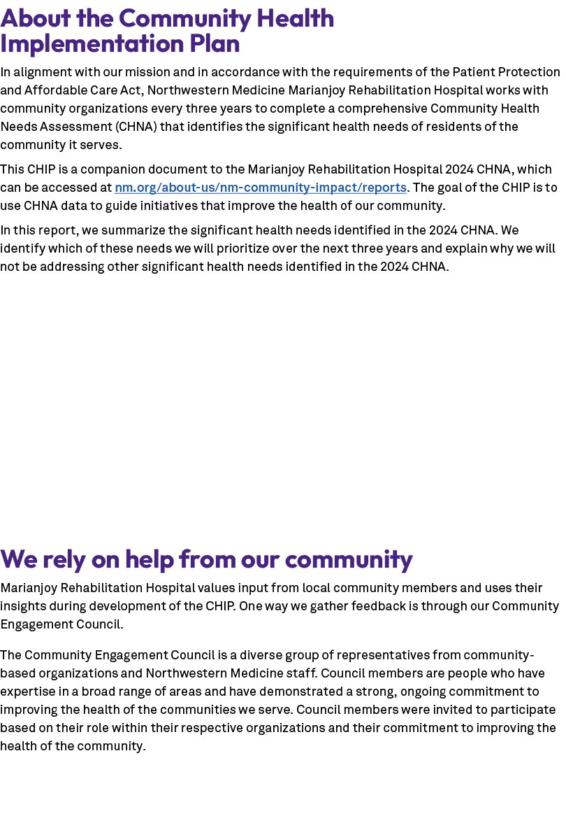 About the Community Health Implementation Plan In alignment with our mission and in accordance with the requirements ...