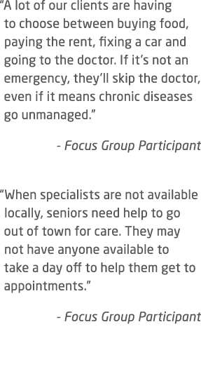 “A lot of our clients are having to choose between buying food, paying the rent, fixing a car and going to the doctor...