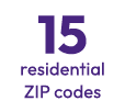 15 residential ZIP codes