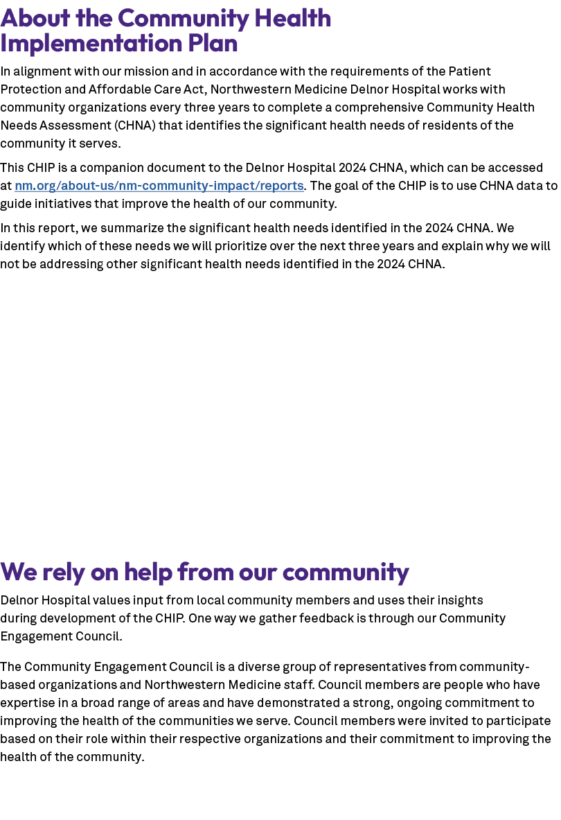 About the Community Health Implementation Plan In alignment with our mission and in accordance with the requirements ...