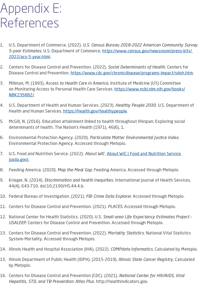 Appendix E: References 1. U.S. Department of Commerce. (2022). U.S. Census Bureau 2018 2022 American Community Survey...