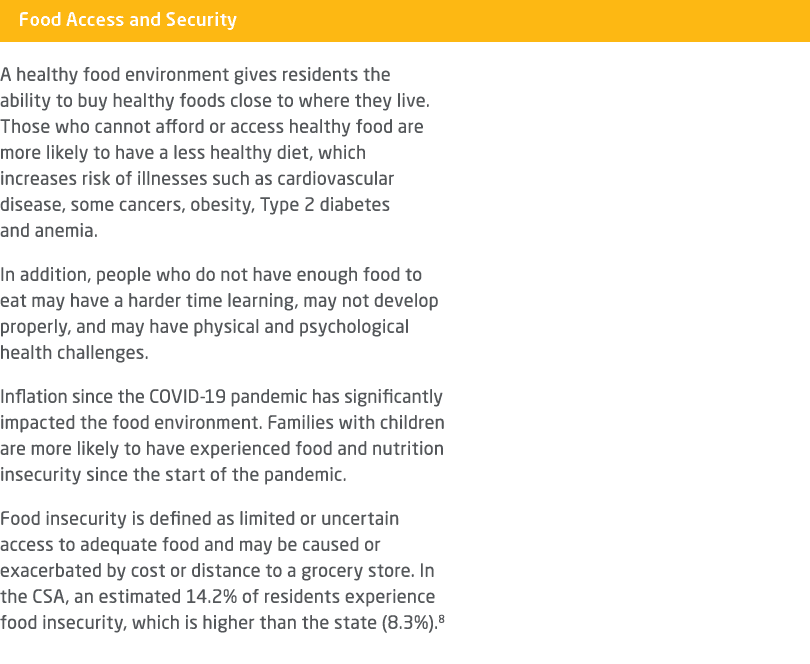 ￼ A healthy food environment gives residents the ability to buy healthy foods close to where they live. Those who can...