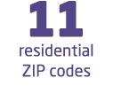 11 residential ZIP codes