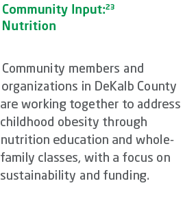 Community Input:23 Nutrition Community members and organizations in DeKalb County are working together to address chi...