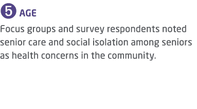 ➎ AGE Focus groups and survey respondents noted senior care and social isolation among seniors as health concerns in ...