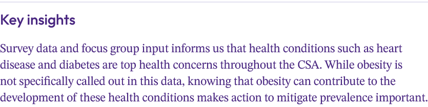 Key insights Survey data and focus group input informs us that health conditions such as heart disease and diabetes a...