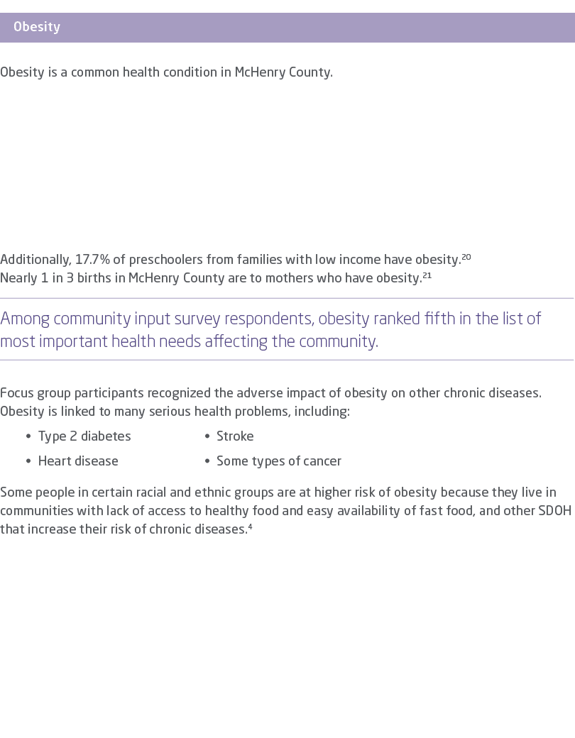 ￼ Obesity is a common health condition in McHenry County. Additionally, 17.7% of preschoolers from families with low ...