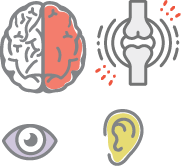 Vector Alzheimer icon in modern style. Medical editable illustration in gray, blue and green colors isolated on white background. Useful element for logotype, symbol, pictogram and ad graphic design.