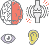 Vector Alzheimer icon in modern style. Medical editable illustration in gray, blue and green colors isolated on white background. Useful element for logotype, symbol, pictogram and ad graphic design.