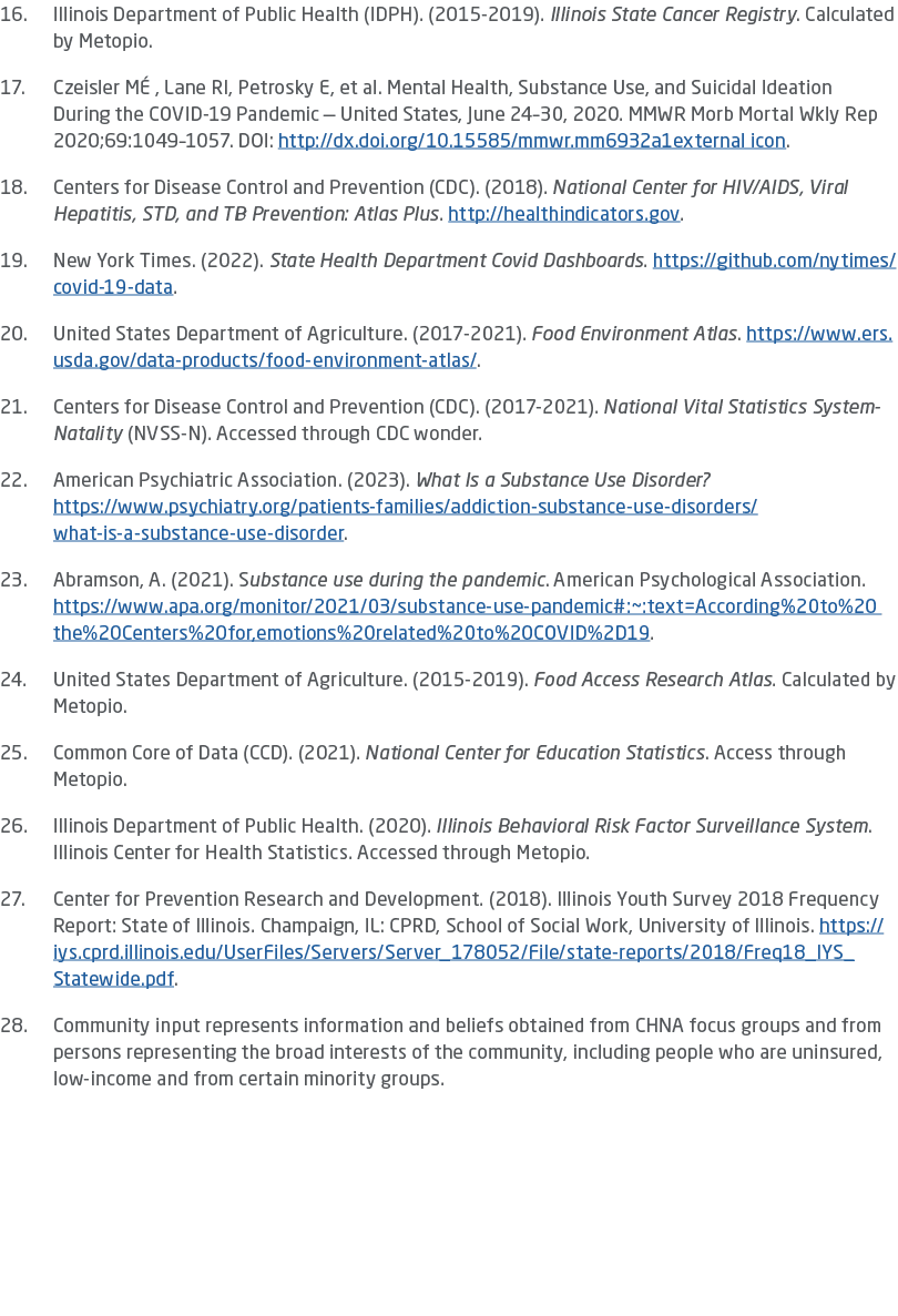 16. Illinois Department of Public Health (IDPH). (2015 2019). Illinois State Cancer Registry. Calculated by Metopio. ...