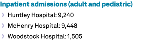 Inpatient admissions (adult and pediatric) • Huntley Hospital: 9,240 • McHenry Hospital: 9,448 • Woodstock Hospital: ...