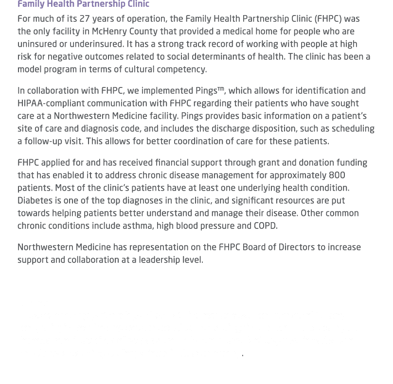 Family Health Partnership Clinic For much of its 27 years of operation, the Family Health Partnership Clinic (FHPC) w...