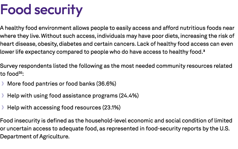 Food security A healthy food environment allows people to easily access and afford nutritious foods near where they l...