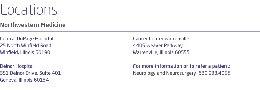 Locations Northwestern Medicine Central DuPage Hospital 25 North Winfield Road Winfield, Illinois 60190 Delnor Hospit...