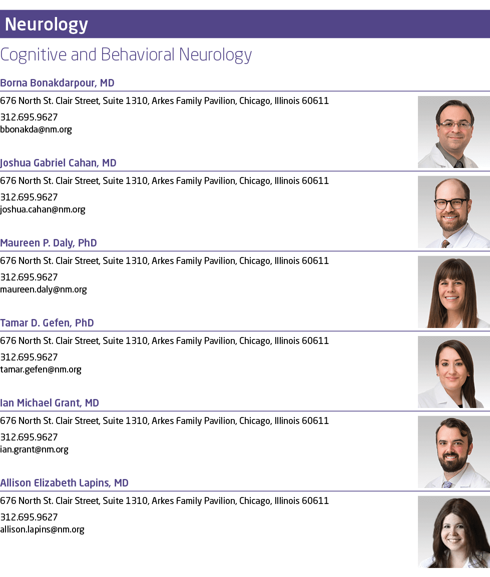 ￼ Cognitive and Behavioral Neurology Borna Bonakdarpour, MD ￼676 North St. Clair Street, Suite 1310, Arkes Family Pav...