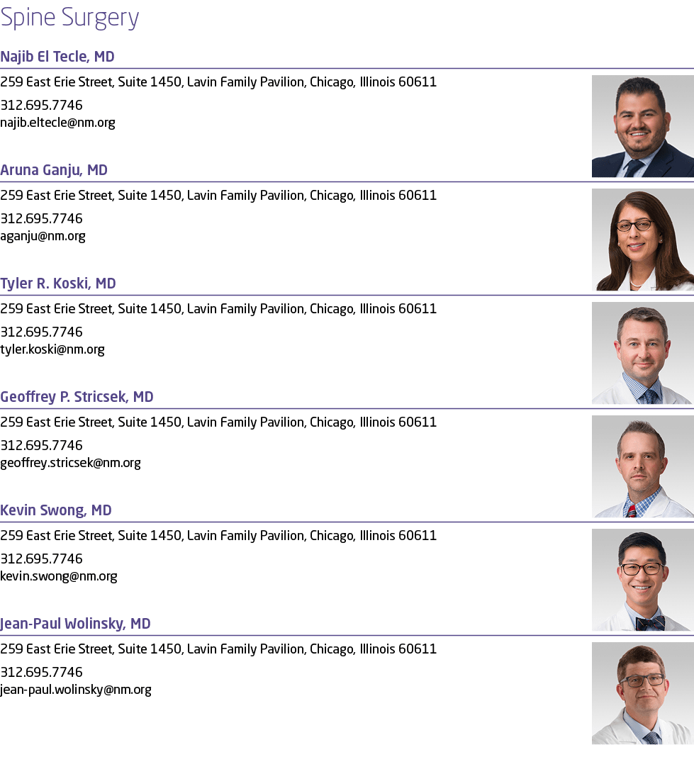 Spine Surgery Najib El Tecle, MD ￼259 East Erie Street, Suite 1450, Lavin Family Pavilion, Chicago, Illinois 60611 31...