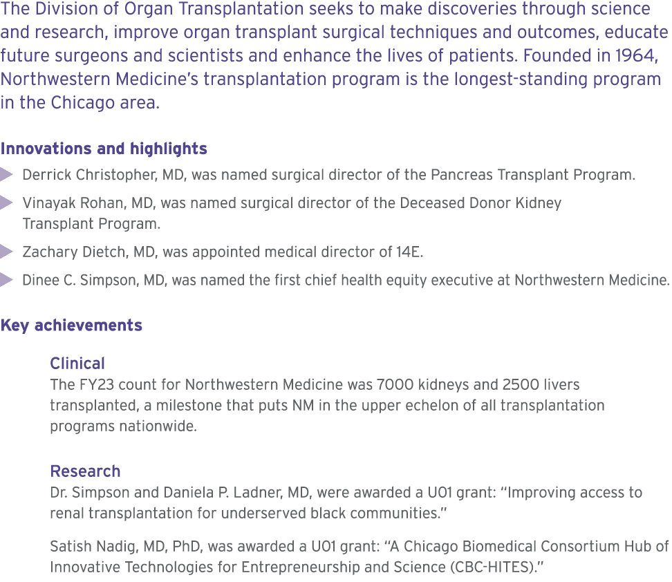 The Division of Organ Transplantation seeks to make discoveries through science and research, improve organ transplan...