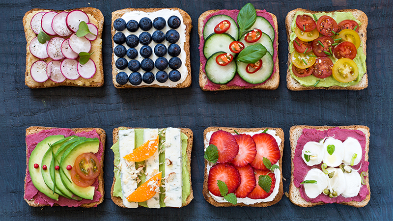 Open-faced vegetarian sandwiches.